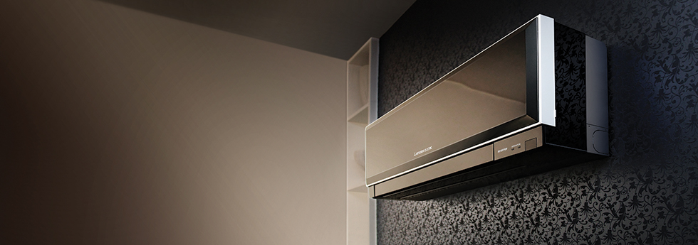 Black designer wall-mounted heat pump unit in a modern Christchurch lounge